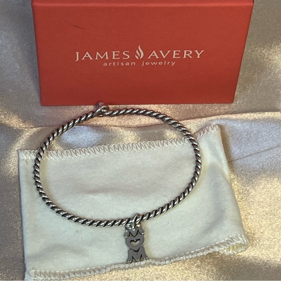 James Avery Jewelry - James Avery Sterling Silver Twisted Wire Hook-On Bracelet & JA Mom Charm 925 EUC